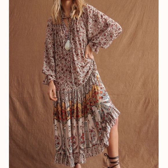 Free People Dresses & Skirts - Free People Feeling Groovy Maxi Dress Ivory combo